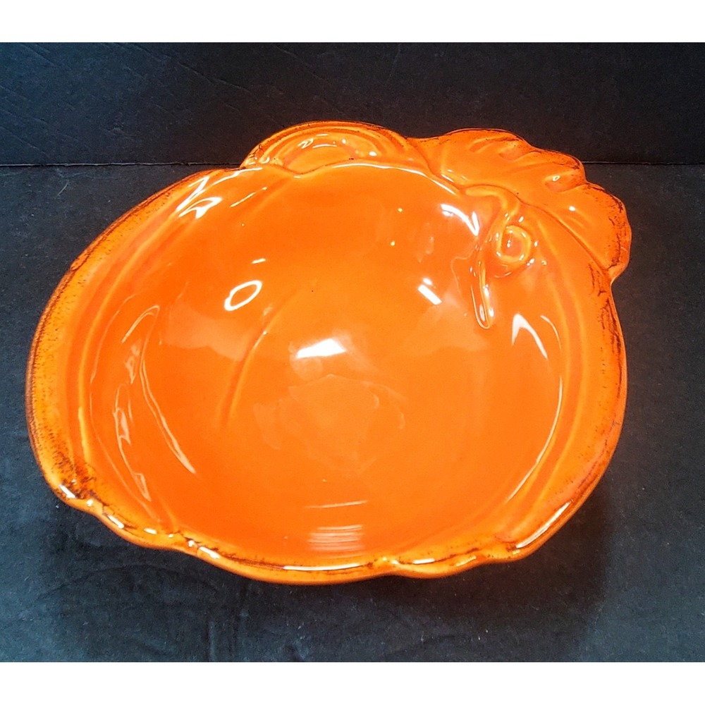 Maioliche Miessica Made In Italy Pumpkin Orange Ceramic Decorative Bowl Fall 7"